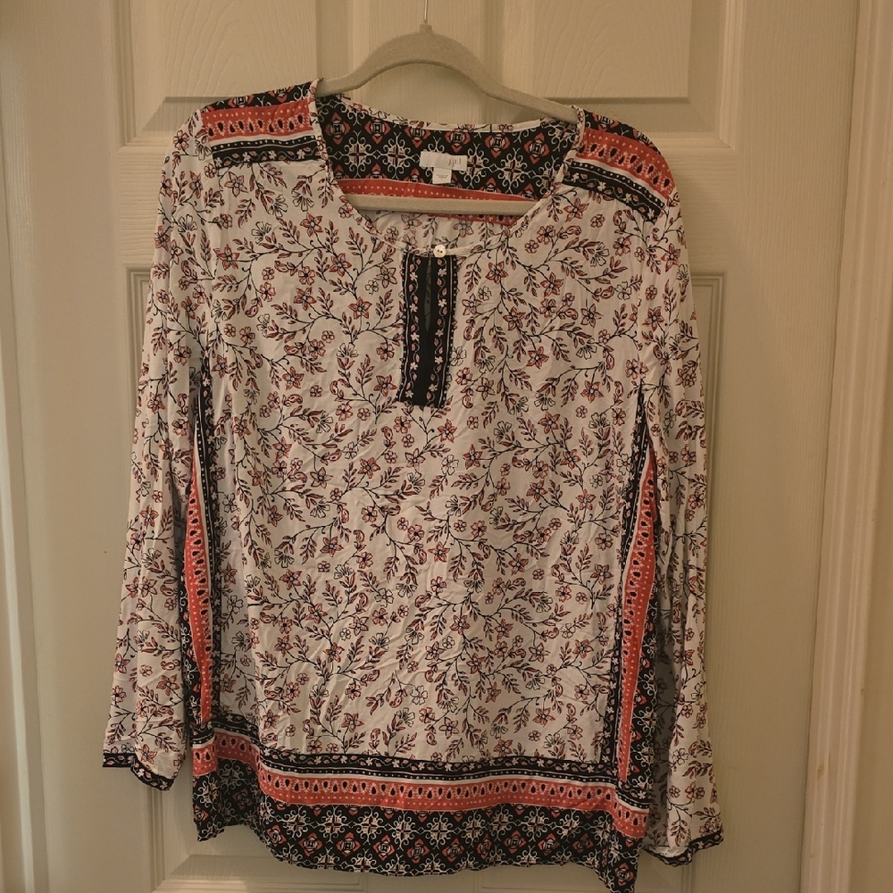 J. Jill Floral Blouse - Red and Black Accents